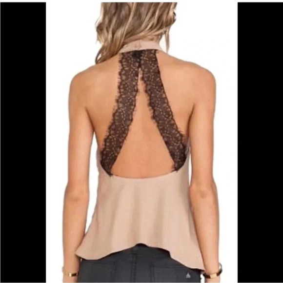 For Love & Lemons tan lace halter top - Picture 2 of 9